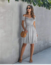 Grey Bohemian Dress with Stripes dress