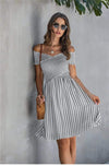 Grey Bohemian Dress with Stripes dress