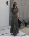 Grey Pleated Maxi Dress