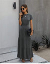 Grey Pleated Maxi Dress