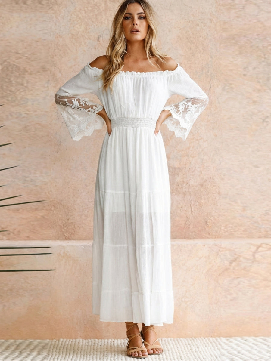 Bohemian Maxi Dress in White