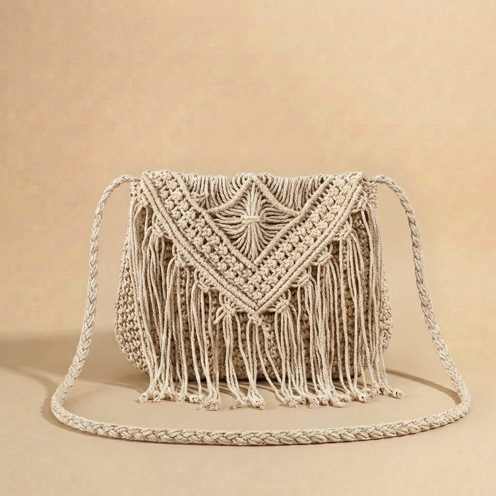 Boho Fringe Bag In Rope