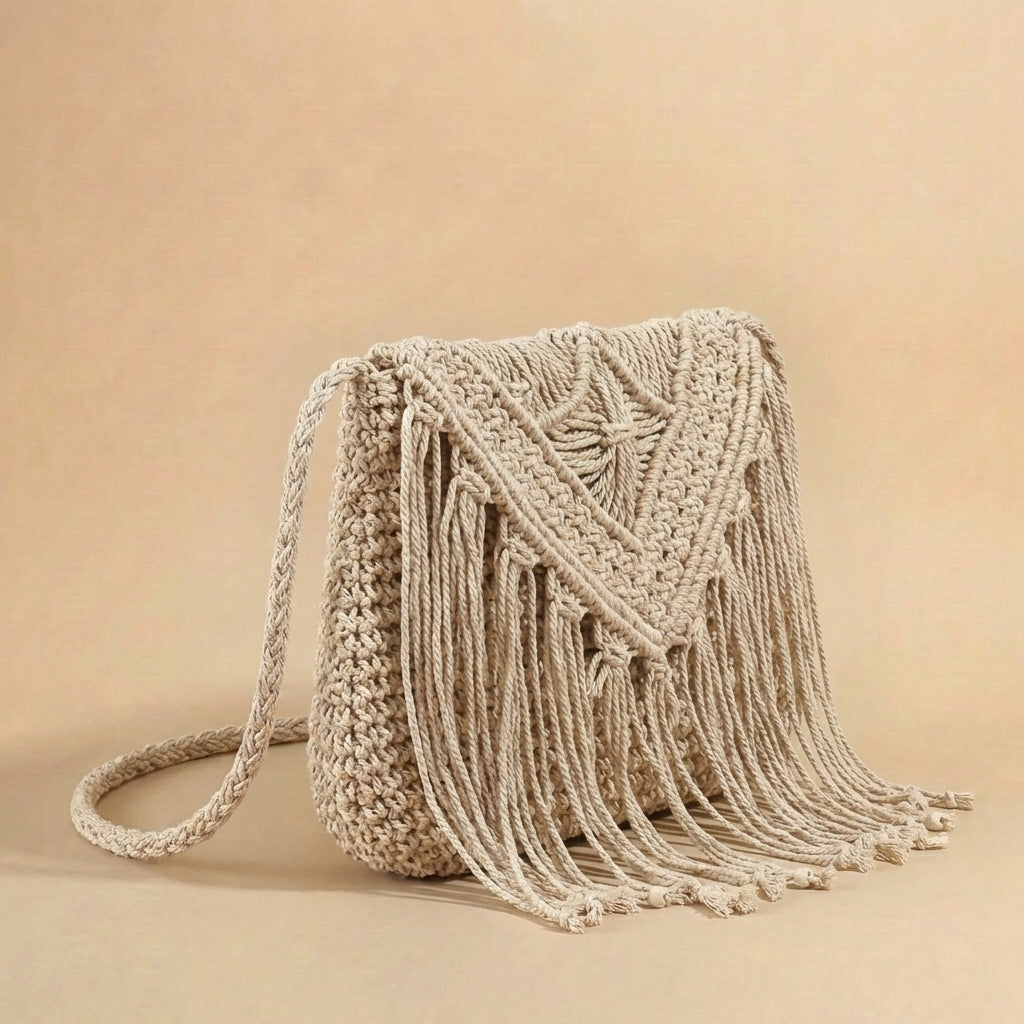 Boho Fringe Bag In Rope