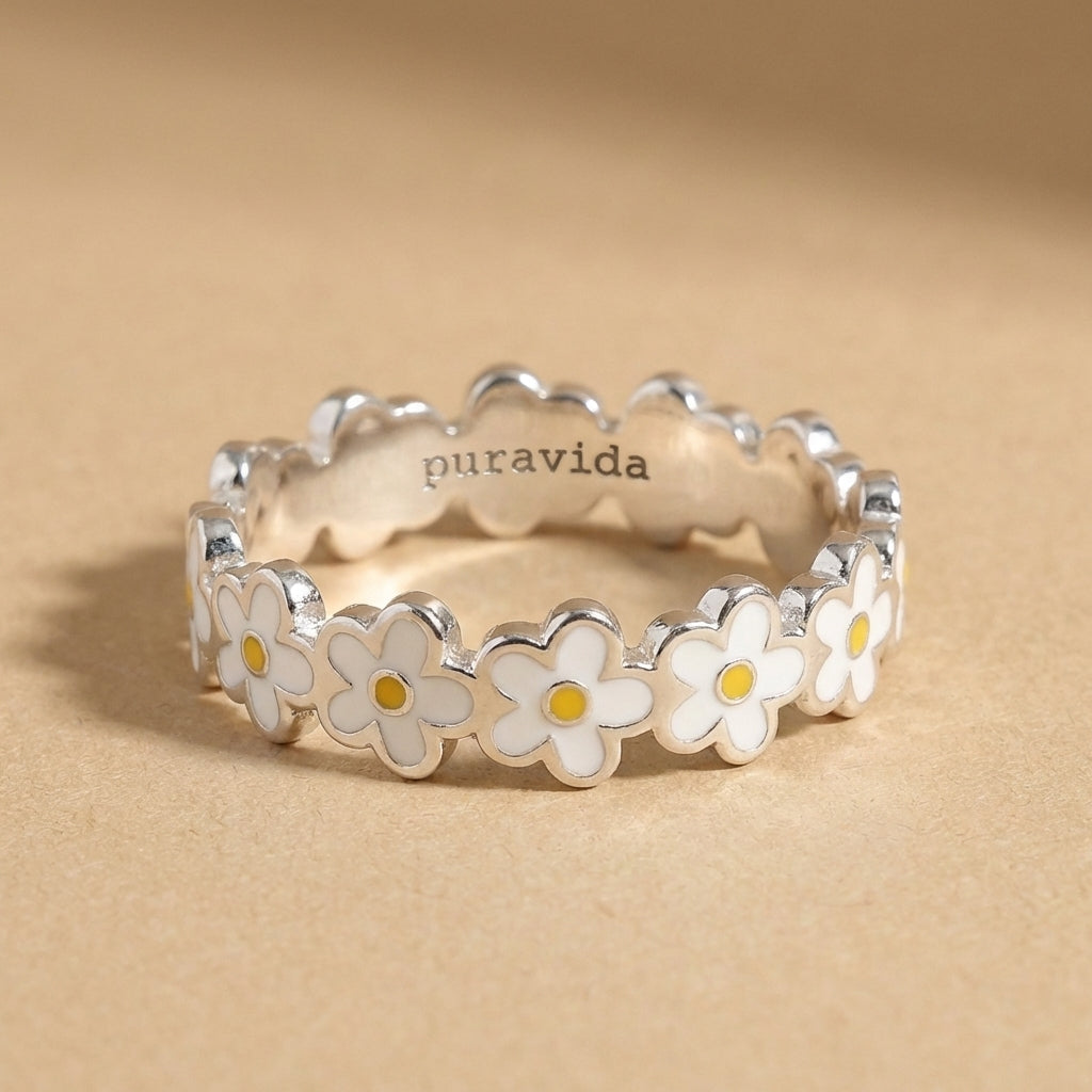 Boho Epoxy Daisy Flower Ring