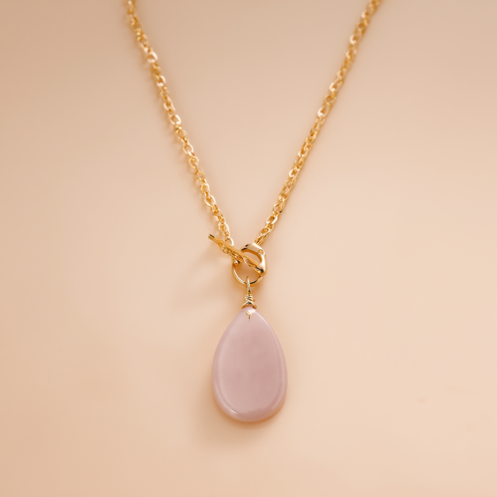Boho Rose Quartz Gold Necklace
