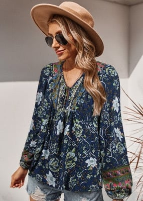 Boho Floral Long Sleeve Tunic