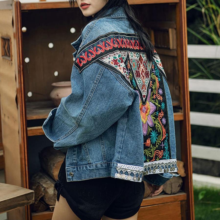 Hippie Denim Jacket with Ethnic Print at the back