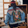 Hippie Denim Jacket with Ethnic Print at the back