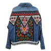 Hippie Denim Jacket with Ethnic Print at the back