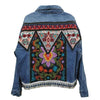 Hippie Denim Jacket with Ethnic Print at the back