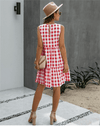 Hippie dress with red plaid pattern