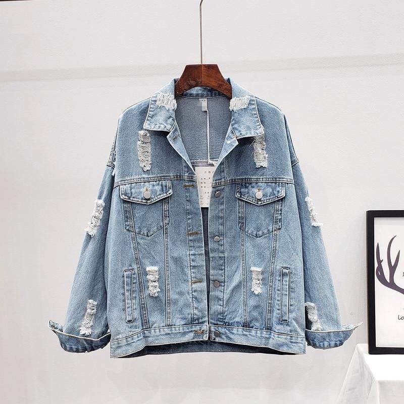 Hippie Torn Denim Flowered Jacket - Main Image