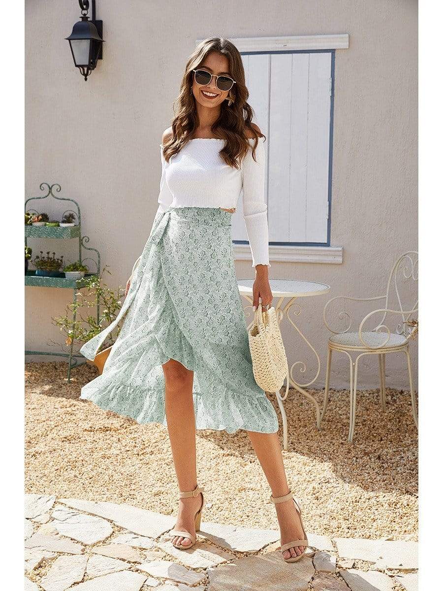 Boho Asymmetrical Midi Skirt with Floral Print | Boho Mood