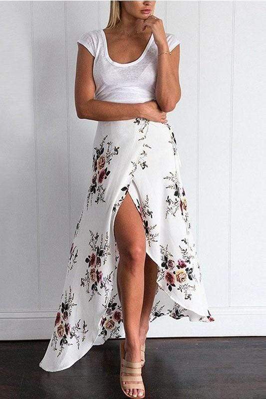 Long wrap skirt floral hotsell