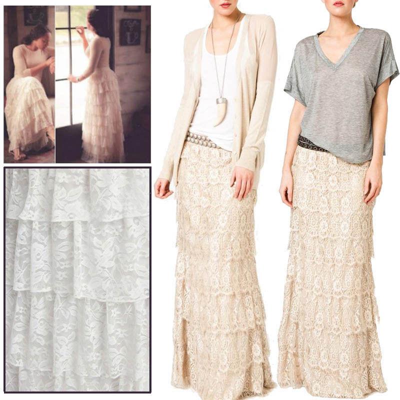 Jupe Longue Boho <br/>Couleur Champagne