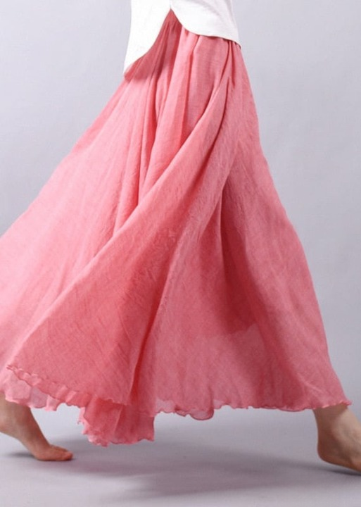 Long Boho Flared Skirt Unicolored