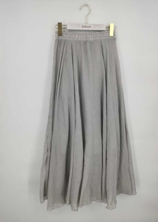 Long Boho Flared Skirt Unicolored
