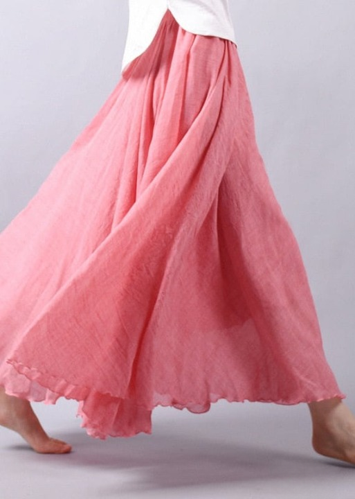 Long Boho Flared Skirt Unicolored