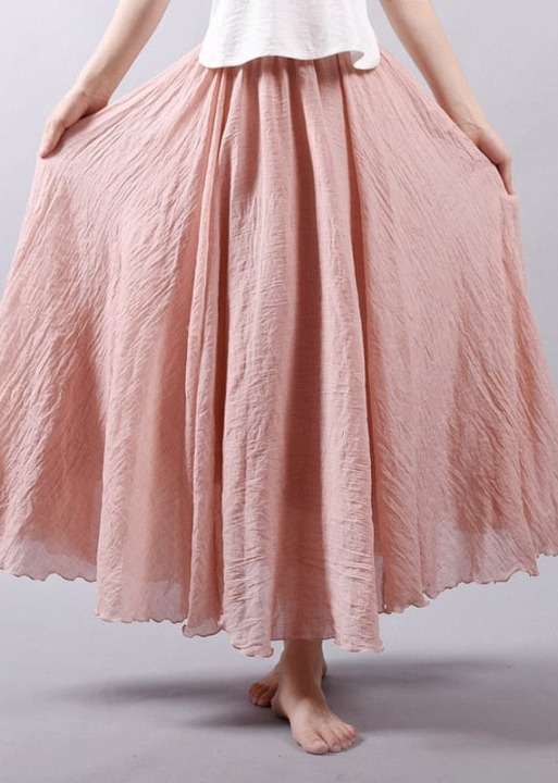 Long Boho Flared Skirt Unicolored