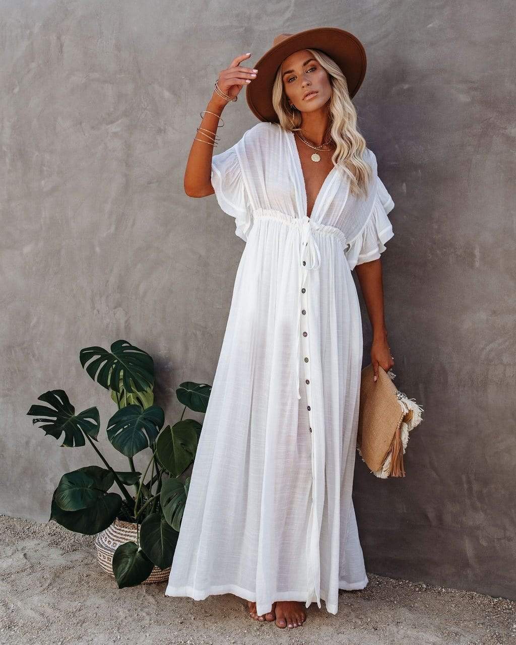 Maxi Dress in Boho style in White Boho Mood