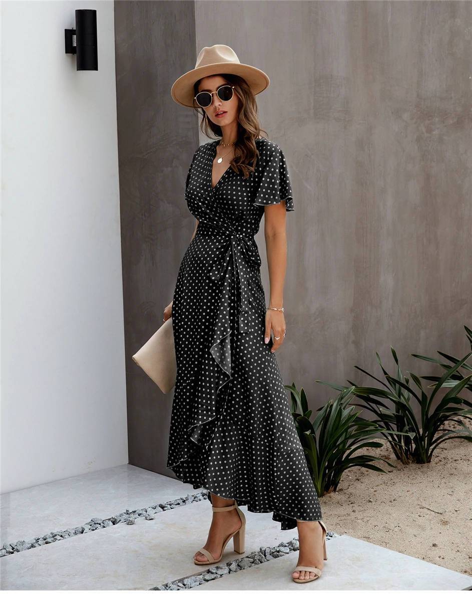 Mid-Length Boho Dress in Black