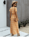 Mid-Length Boho Dress in with Sunflower Print