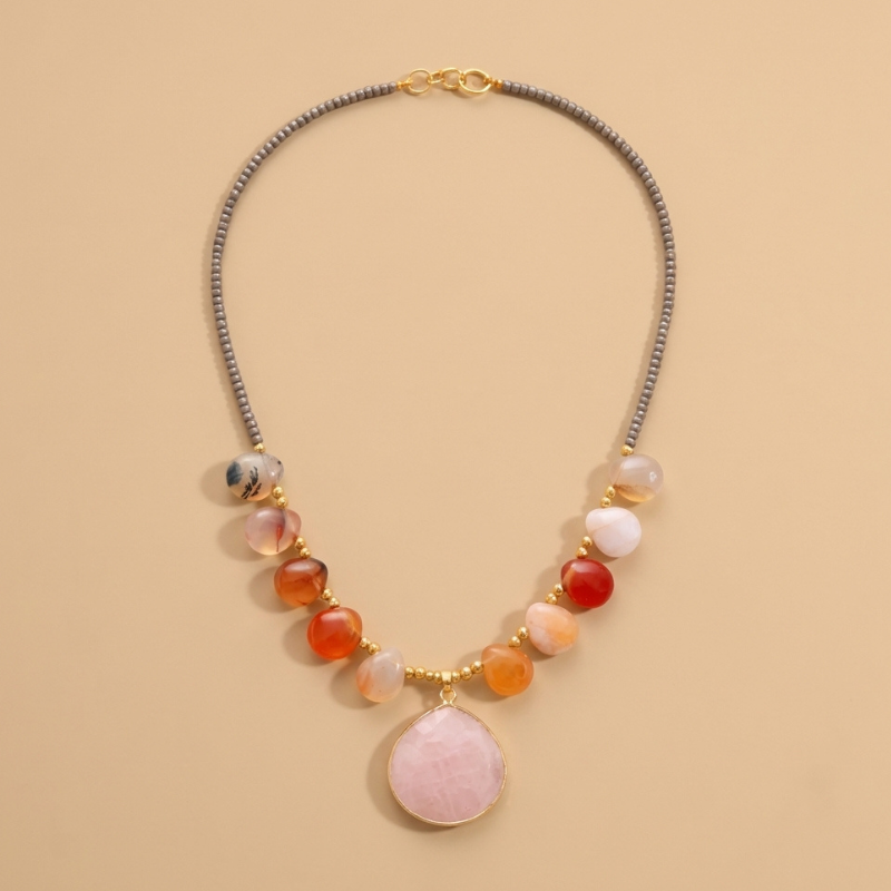Chic Boho Necklace Natural Stone Pendant