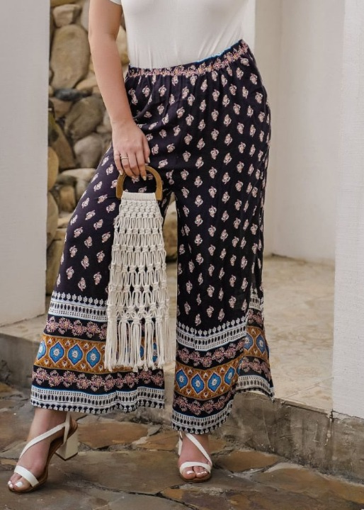 Boho Plus-size Pants with Split legs