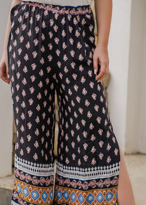 Boho Plus-size Pants with Split legs