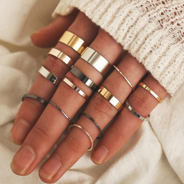 Silver Boho Rings Set