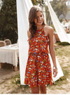 Red Bohemian Style Floral Dress