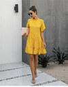 Retro Boho Dress in Yellow with Polka Dots