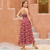 Robe Boho Fleurie Longue Rouge