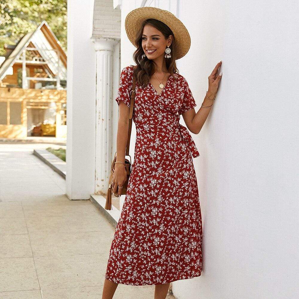 Robe Longue Boho À Fleurs