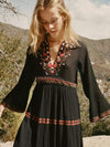 Robe Longue Boho Dentelle Noire