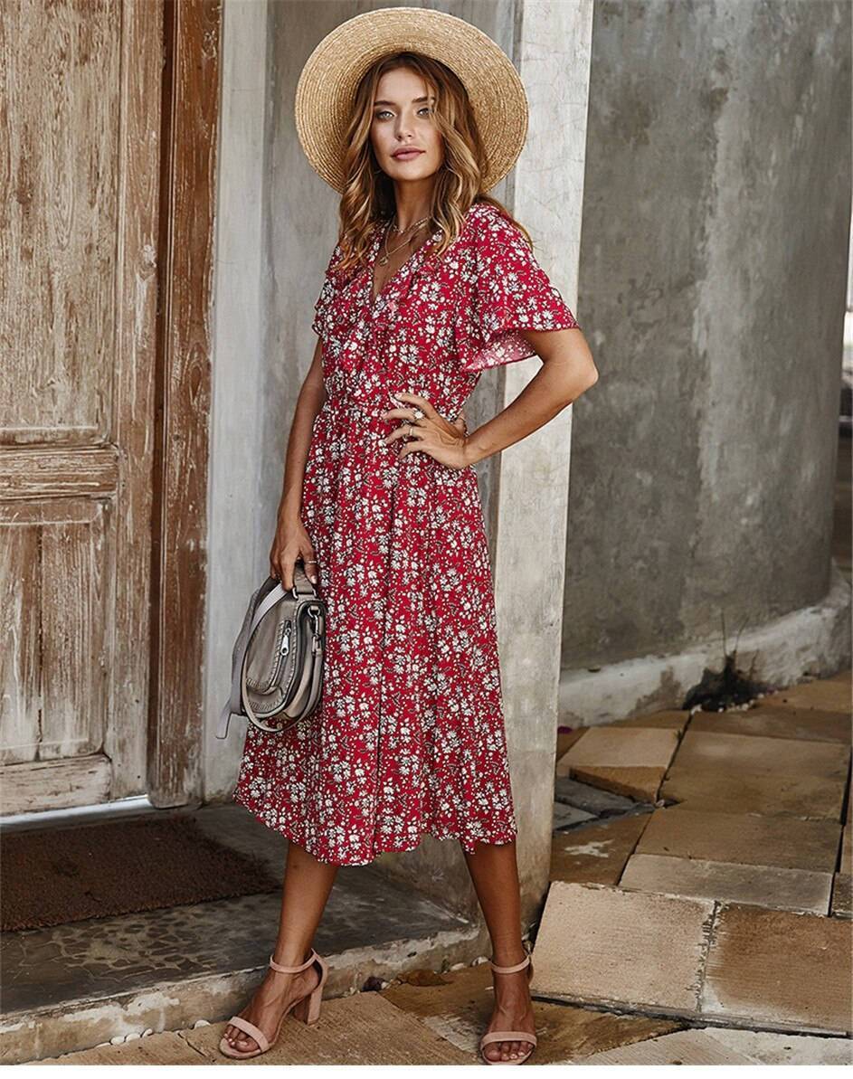 Robe Longue Boho En Coton