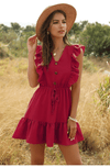 RUFFLED RED MINI HIPPIE DRESS