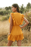 Ruffled Yellow Mini Hippie Dress