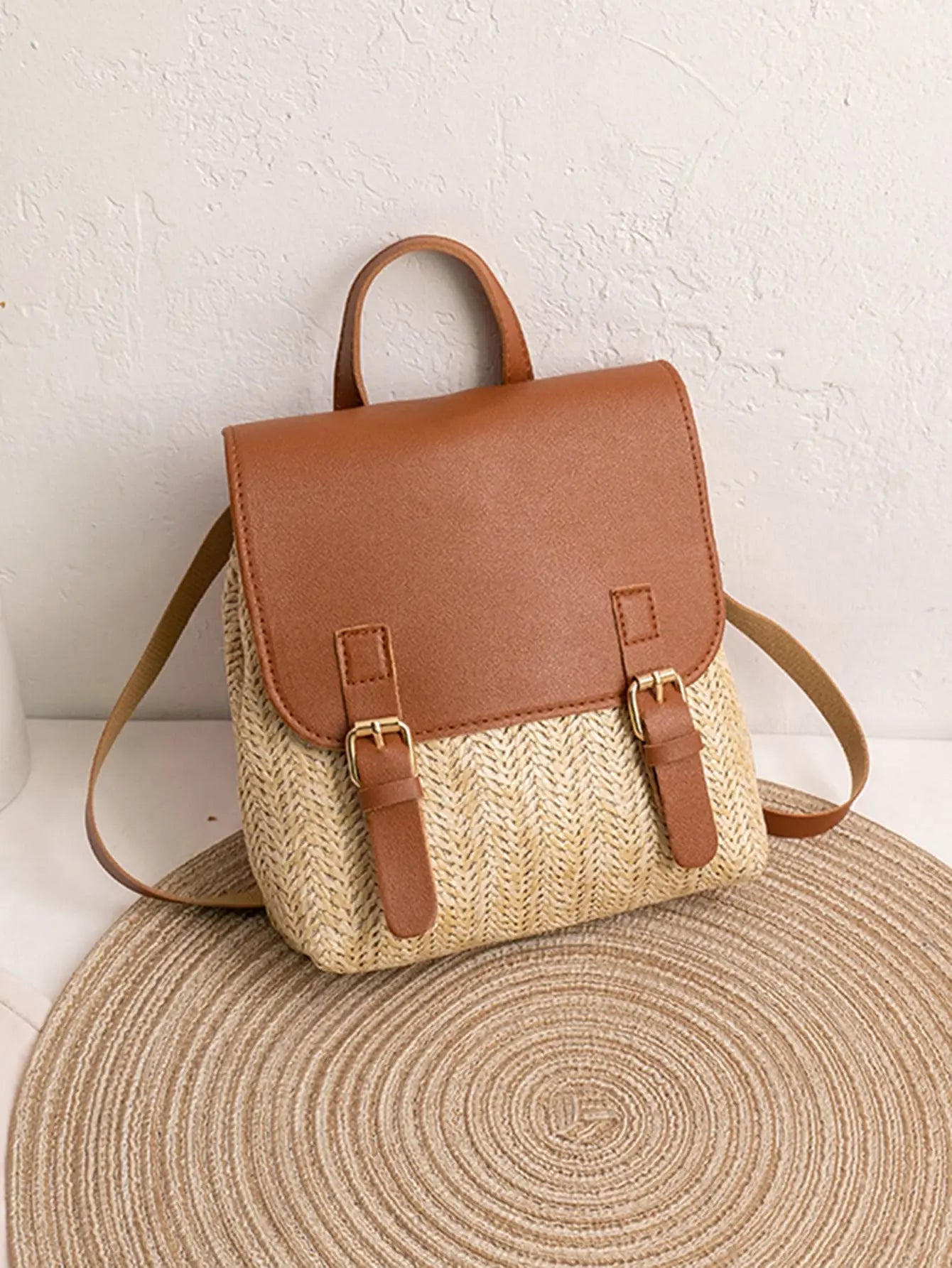 Leather and Straw Boho Backpack Boho Mood