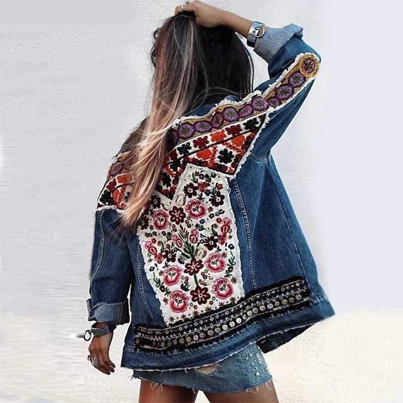 Boho Ethnic Denim Jacket