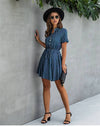 Vintage Boho chic Dress with Blue Stripes