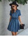 Vintage Boho chic Dress with Blue Stripes