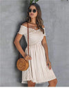 White Bohemian Dress with Stripes