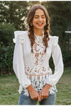 White Boho Blouse Long Sleeve