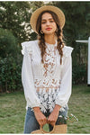 White Boho Blouse Long Sleeve