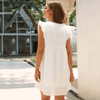 White Boho Mini Dress with embroideries