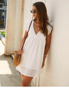 White Boho Mini Dress with embroideries