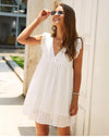 White Boho Mini Dress with embroideries