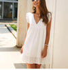 White Boho Mini Dress with embroideries