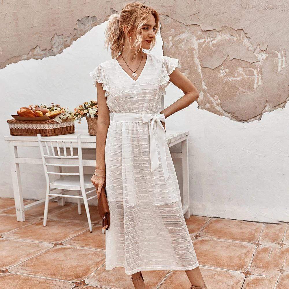 White Beach Boho Dress